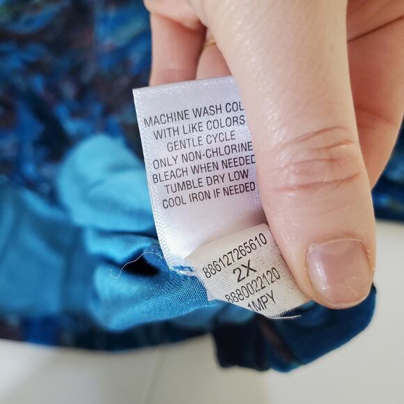 Y2K Fairy Grunge Shirt Womens 2XL Blue Paisley Velvet V Neck Tunic Stretch - Picture 8 of 10